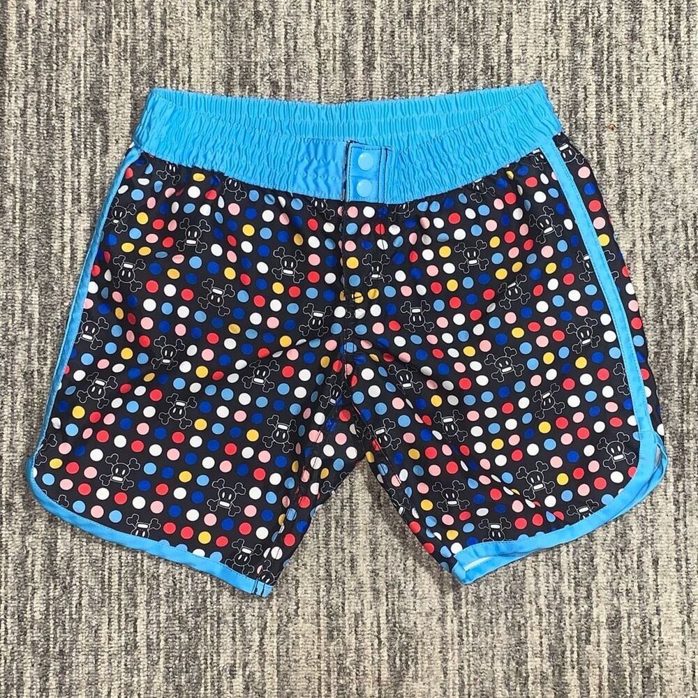 Paul Frank Industries Men's Size Small Blue Multi‎ Skull Crossbones Swim Trunks